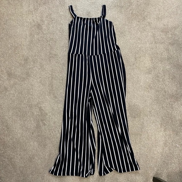 Capella Black Wide Leg Striped Jumpsuit Size S - Picture 2 of 3